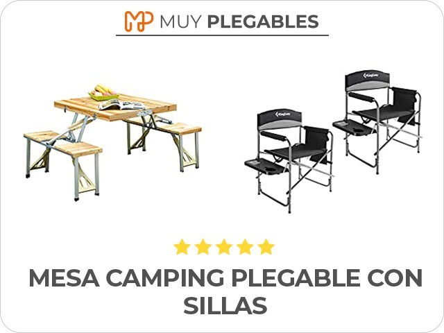 mesa camping plegable con sillas